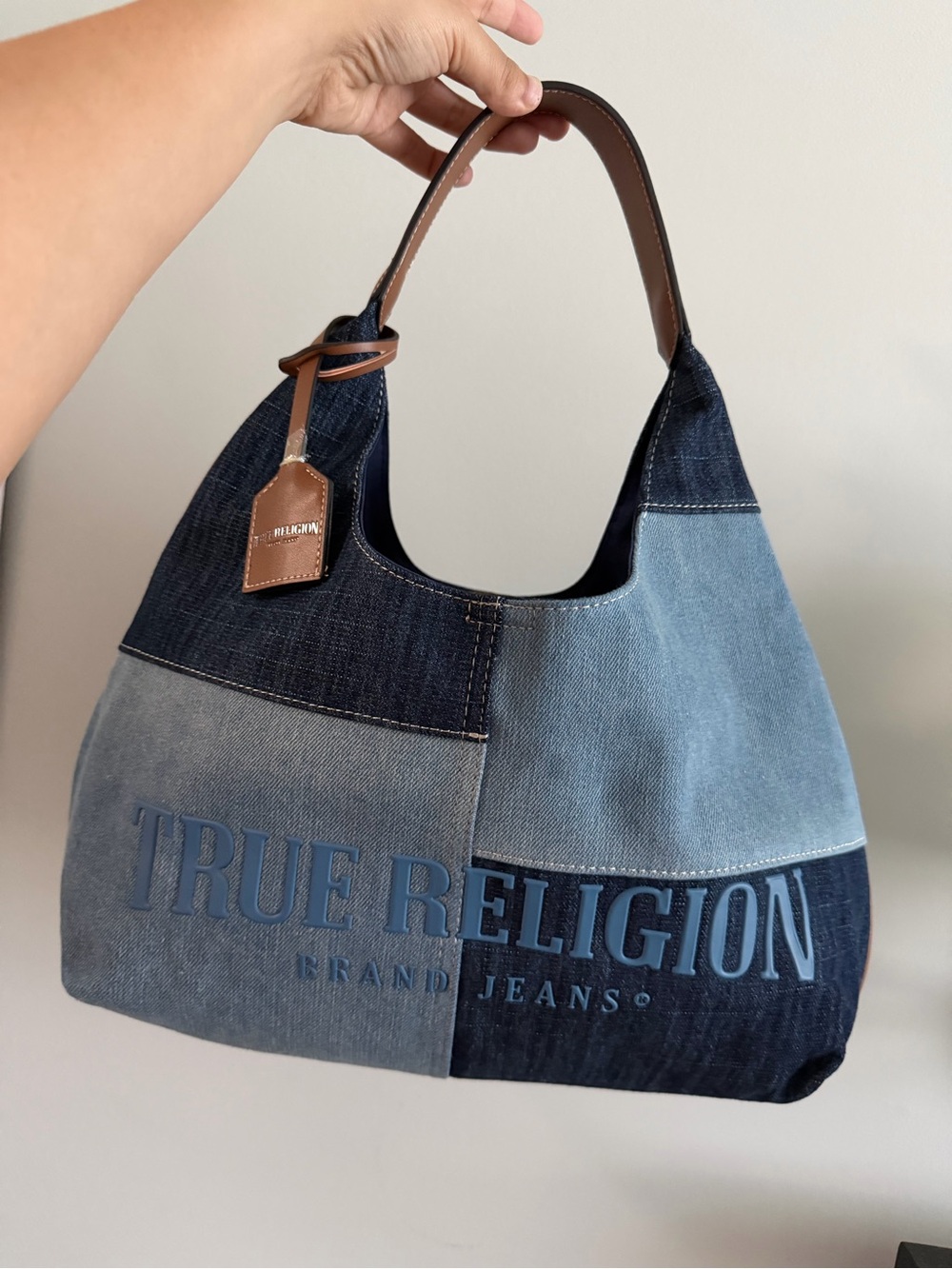 True Religion Patchwork Denim Hobo Bag - Blue